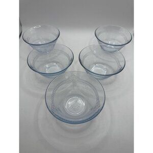 Fire-King Sapphire Blue Philbe Custard Cups – 6 oz, 4” × 2” – Set of 5 – Anchor